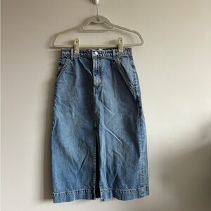 We The Free Blue Denim Skirt with Front Slit